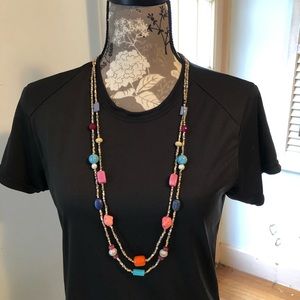 Chico’s necklace gold tone colorful beads stones